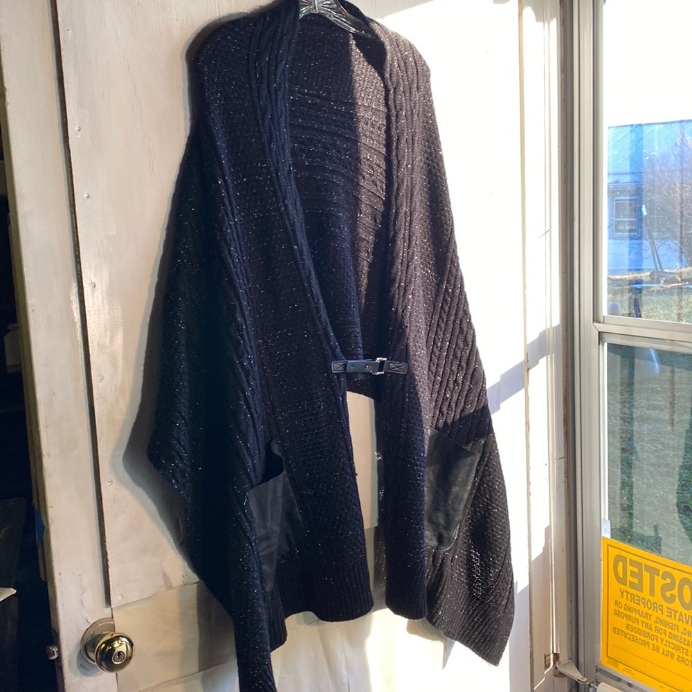 Burlington Sweater Sz XL W Bling Dramatic Cut W Leather